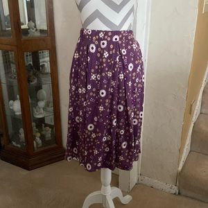 Large Lularoe Madison pleated skirt-frosted mauve with white yellow floral